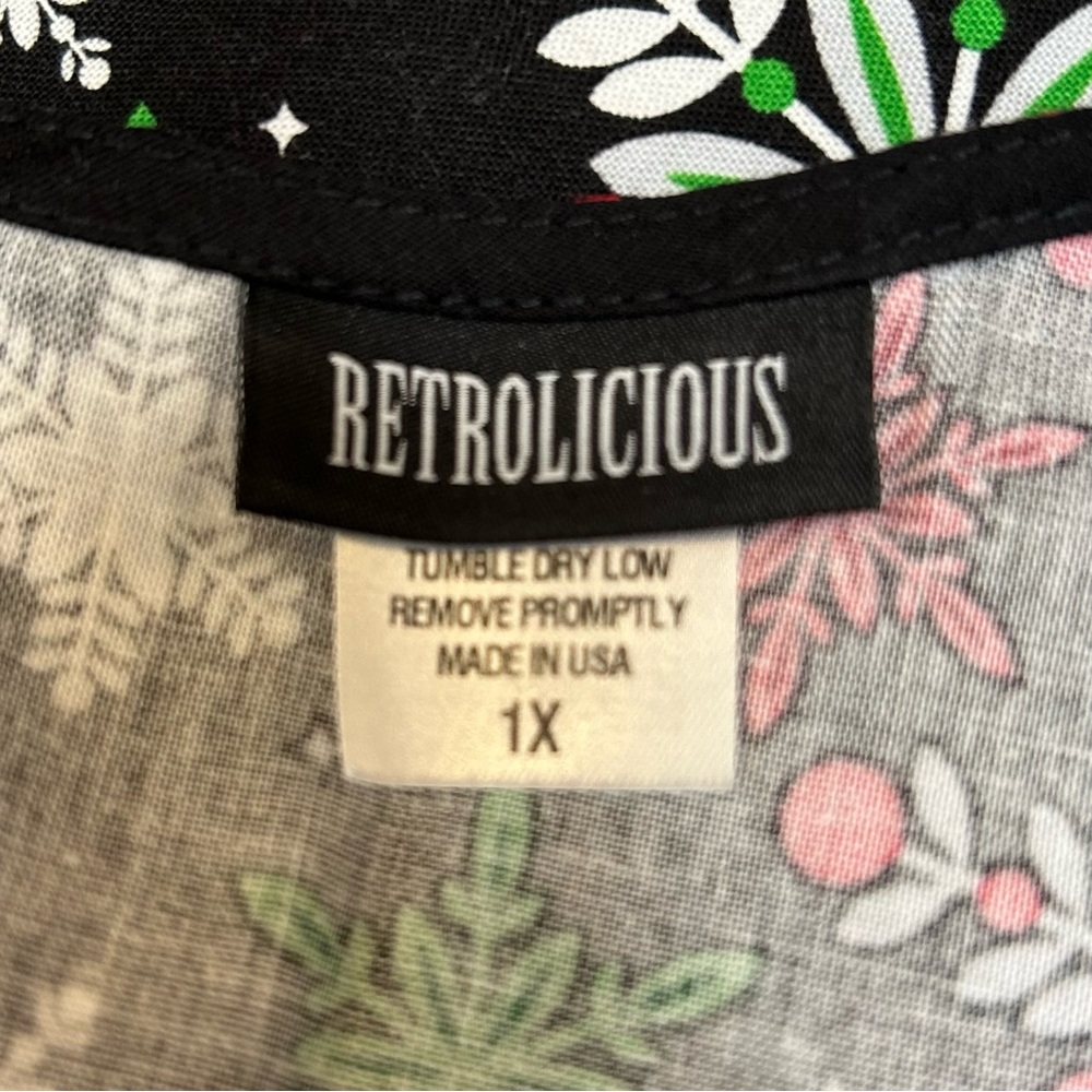 Retrolicious ModCloth Black Snowflake Dress Holiday Red & Green - size 1X - Picture 2 of 9